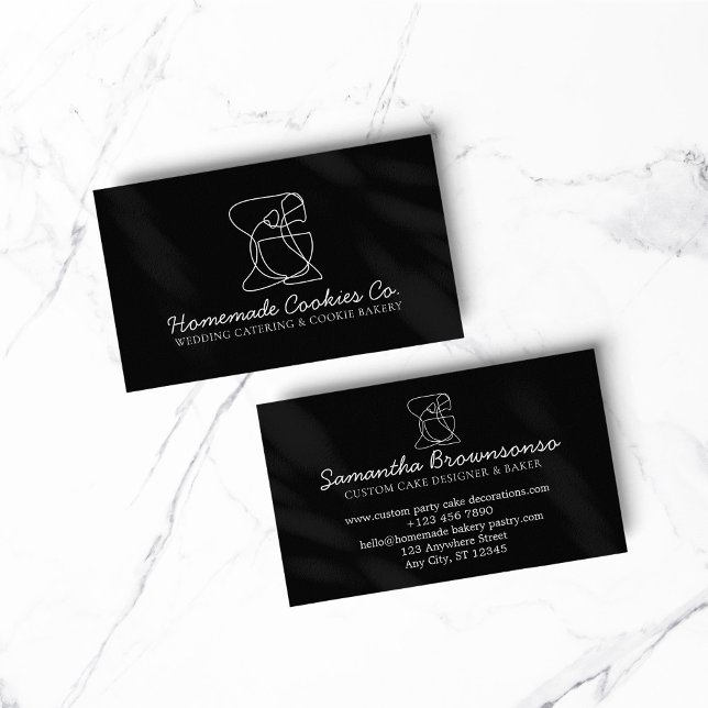 Carte De Visite Noir Ligne Alimentation maison Boulangerie Cuisine (bakery business  chef)