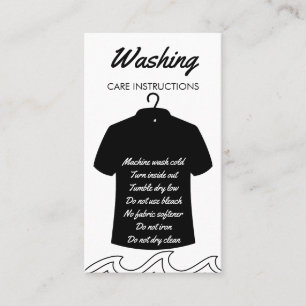 Carte De Visite Noir Long Cou Chemise Lavage Instruction Soins