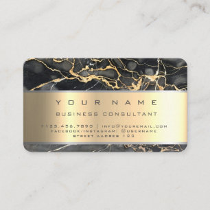Carte De Visite Noir Marble Professional Business Consultant