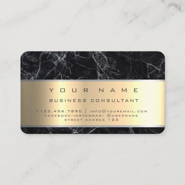 Carte De Visite Noir Marble Professional Business Consultant (Devant)