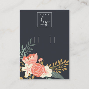 Carte De Visite Noir Marine Ambrosia Floral Logo Porte-Hoop
