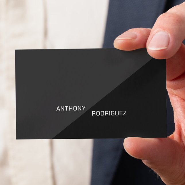 Carte de visite noir mat minimaliste (Front side of card shown in 3.5 x 2.0 inch, add your  name and details on the backside.)