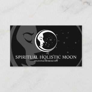 Carte De Visite Noir minimal moderne céleste étoile de la lune