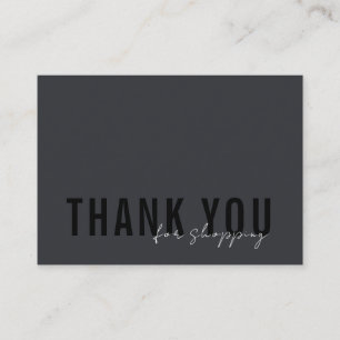 Carte De Visite Noir minimal sur Merci noir Logo Shopping