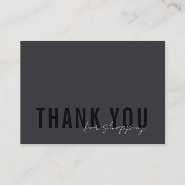Carte De Visite Noir minimal sur Merci noir Logo Shopping (Devant)