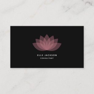 Carte De Visite Noir minimaliste de lotus rose simple
