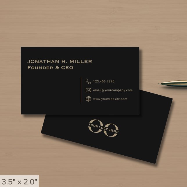 Carte De Visite Noir minimaliste simple (Créateur téléchargé)