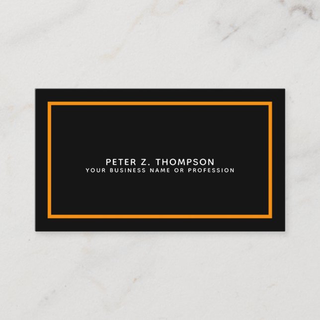 carte de visite noir moderne avec ligne orange min (Devant)