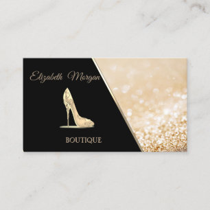 Carte De Visite Noir moderne, Bokeh Glittery, Talon élevé