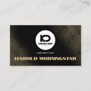 Carte De Visite Noir Moderne et Pierre Dorée Qr et Logo
