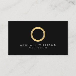 Carte de visite noir moderne simple Gold Circle