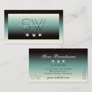 Carte De Visite Noir moderne Turquoise Gradient Bijoux étincelants
