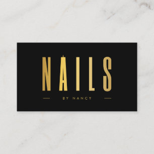 Carte De Visite Noir & Or Clou Artiste ongles minimaliste