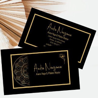 Carte De Visite Noir & Or Mandala Yoga / Pilates