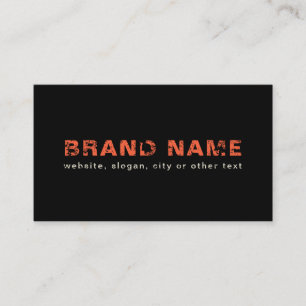 Carte De Visite Noir Orange Artsy Grunge Marque Cool + Votre nom
