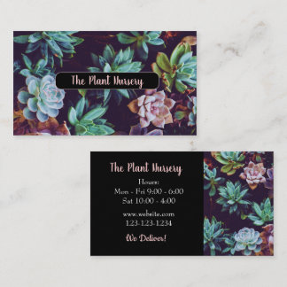 Carte de visite noir Plante Succulent