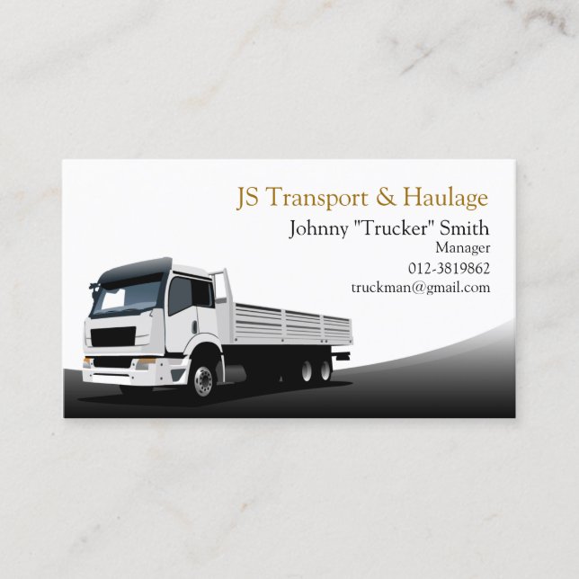 Carte de visite noir pour camion de fret (Devant)