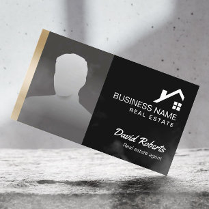 Carte De Visite Noir professionnel de vrai agent immobilier et