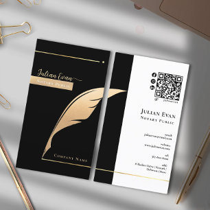 Carte De Visite Noir professionnel et Gold Quill Notaire public
