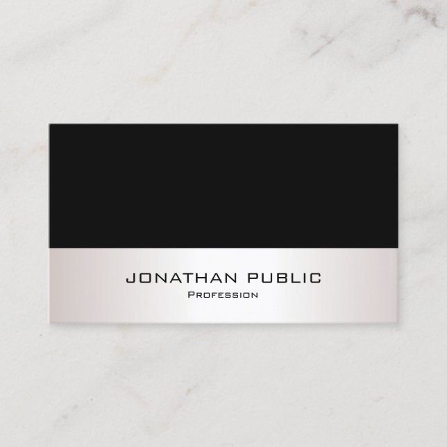 Carte De Visite Noir Professionnel Faux Argent Moderne Simple (Devant)