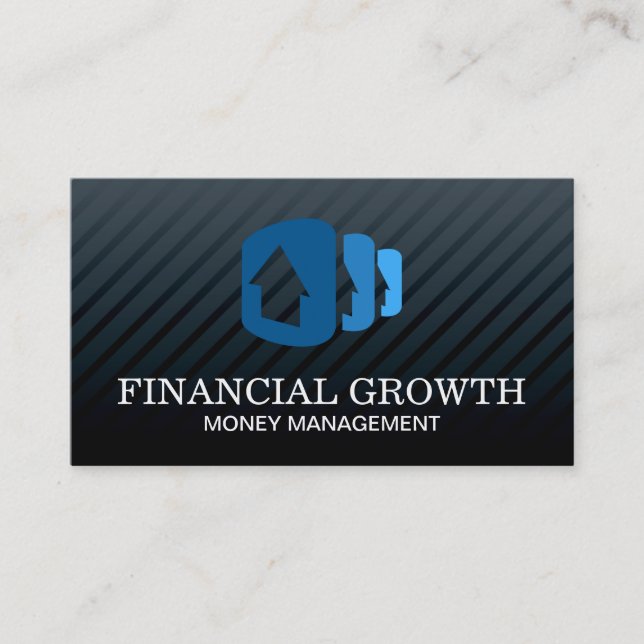 Carte De Visite Noir professionnel moderne | Maisons empilées (Devant)