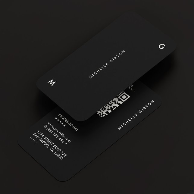Carte De Visite Noir professionnel simple (Simple Modern Professional Black Business Card
)