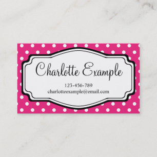 Carte De Visite Noir rose blanc Polka point classique personnalisé