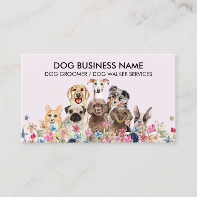 Carte De Visite Noir rose Cute Essential Chig groomer (Devant)