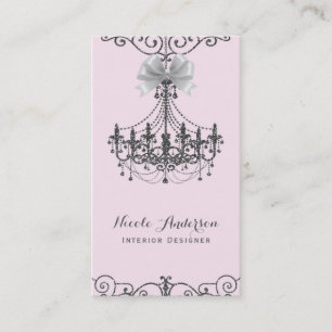 Carte De Visite Noir rose vif blanc Bow Vintage Designer