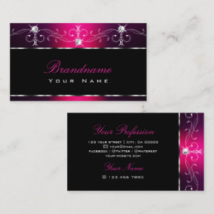 Carte De Visite Noir rose violet Orante Sparkle Diamonds élégant