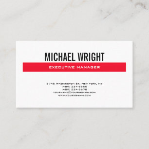 Carte De Visite Noir Rouge Blanc Moderne Plaine Simple Minimaliste