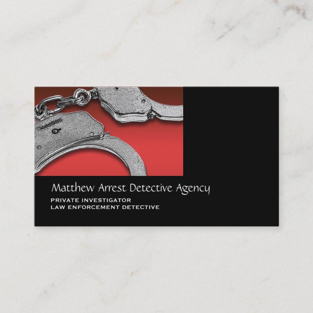 Carte De Visite Noir rouge de police d'investigateur privé (Devant)