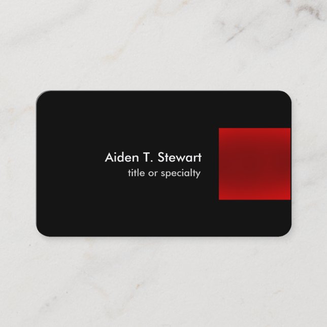 Carte De Visite Noir Rouge moderne Unique Plain Professionnel tend (Devant)