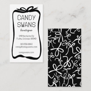Carte De Visite Noir Ruban Bows Sweet Custom Feminine Cute Girl