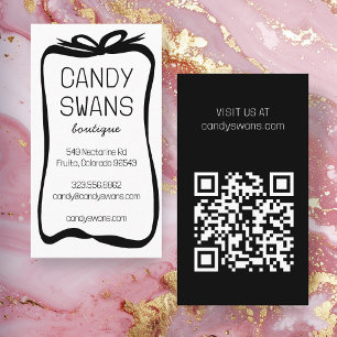 Carte De Visite Noir Ruban Bows Sweet QR Code personnalisé Fille