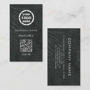 Carte De Visite Noir Silver Design professionnel moderne QR Code