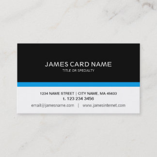 Carte De Visite Noir simple/blanc avec Blue Line