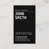Carte de visite noir simple de directeur du