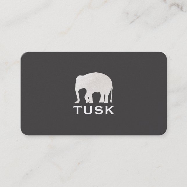 Carte de visite noir simple éléphant (Devant)