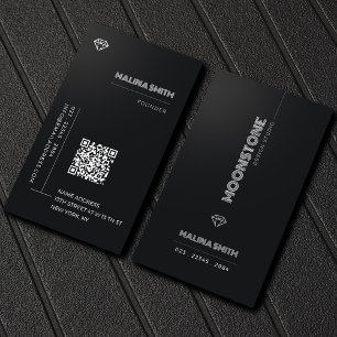 Carte De Visite Noir, Simple, Minimaliste, Luxe, Diamant Gemstone