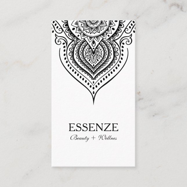 Carte De Visite Noir sur la dentelle blanche Paisley (Devant)