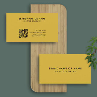 Carte De Visite Noir sur or | Code QR élégant minimaliste