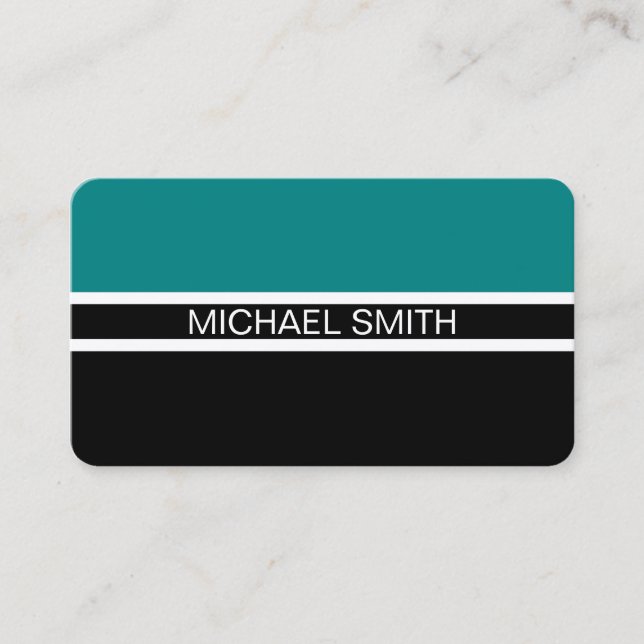 Carte De Visite Noir Turquoise Professionnel Élégant Moderne (Devant)