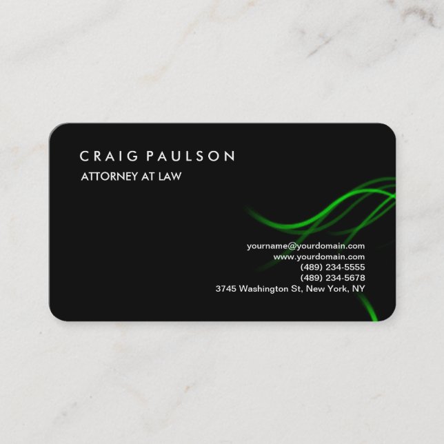 Carte De Visite Noir Vert classique élégant Plain professionnel (Devant)