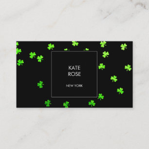 Carte De Visite Noir vert VIP fascinant de confettis de trèfle