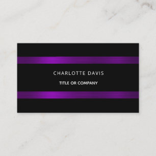 Carte De Visite Noir violet monogramme minimaliste élégant