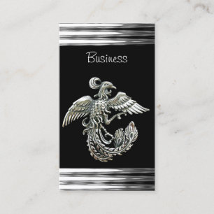 Carte de visite noire argent phénix bijou