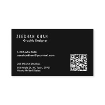 Carte de visite noire classique QR Code profession