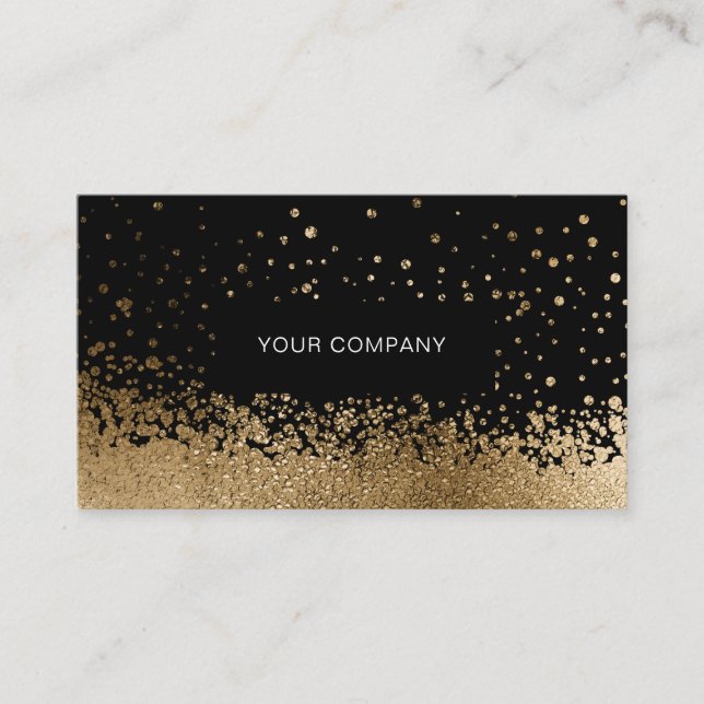 Carte de visite noire Glitter Drop Gold (Devant)