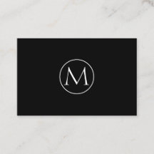 Carte de visite noire minimaliste avec monogramme